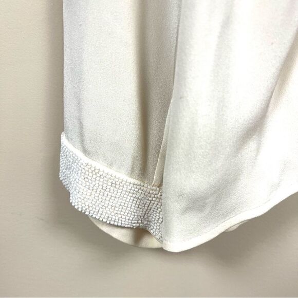 - Talbots silk button down with beaded accents. Size 14W - Picture 3 of 11